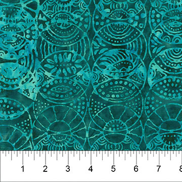 NORTHCOTT BANYAN BATIK GARDEN PARTYCIRCULKAR ELEMENTS SEAFOAM