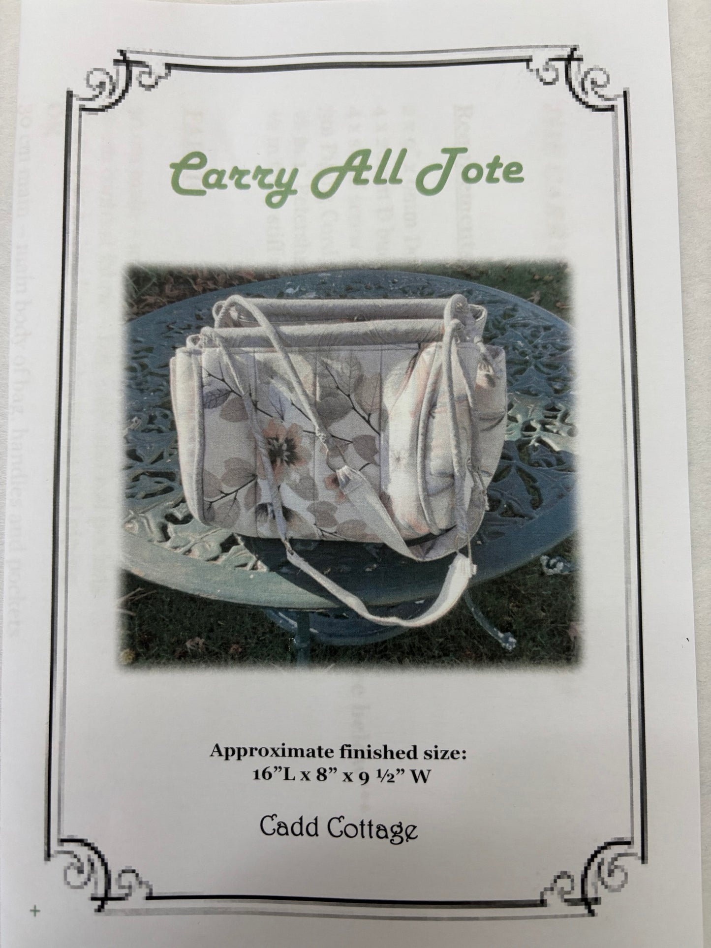 CADD COTTAGE CARRY ALL TOTE PATTERN