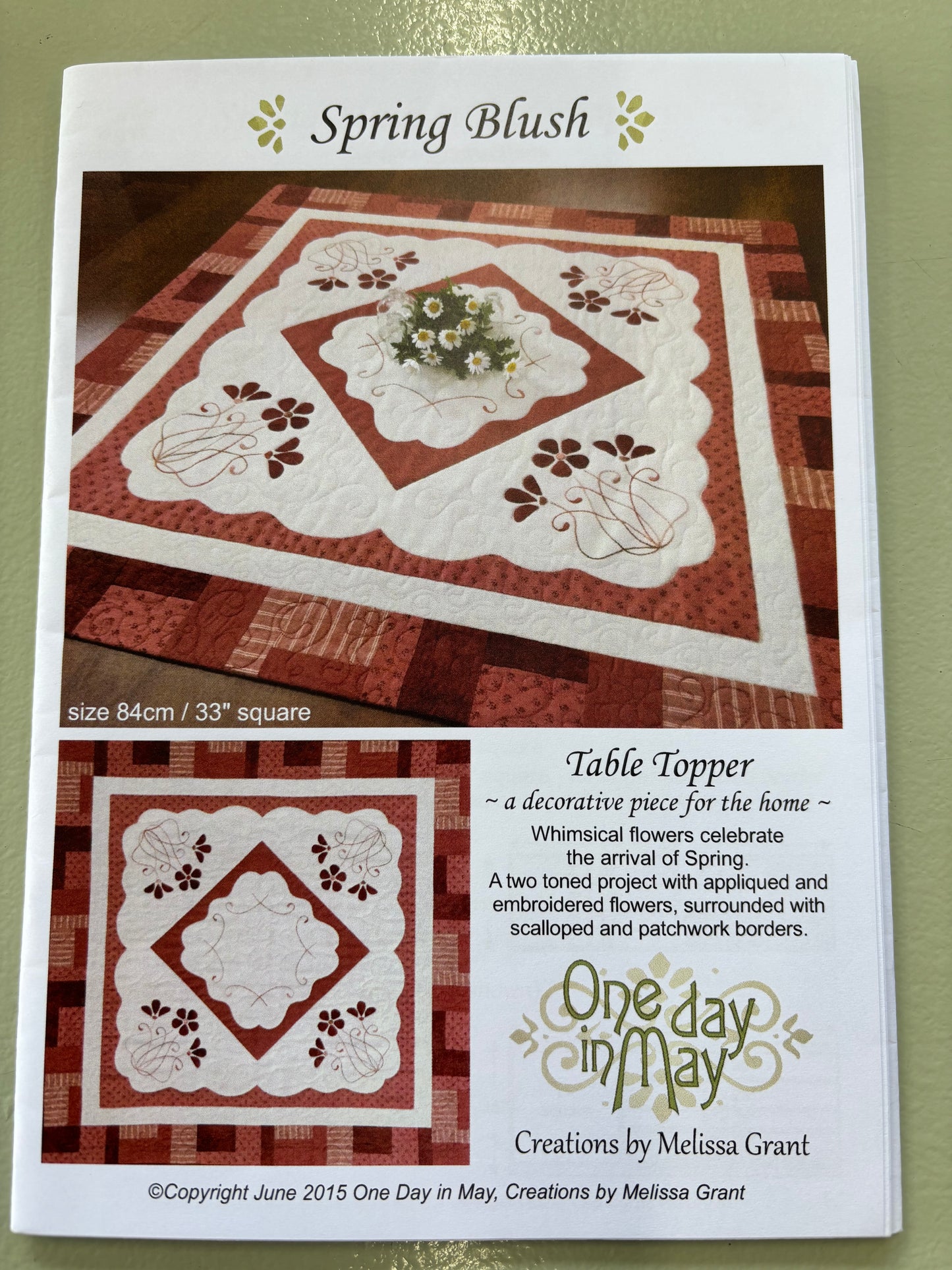 ONE DAY IN MAY SPRING BLUSH TABLE TOPPER