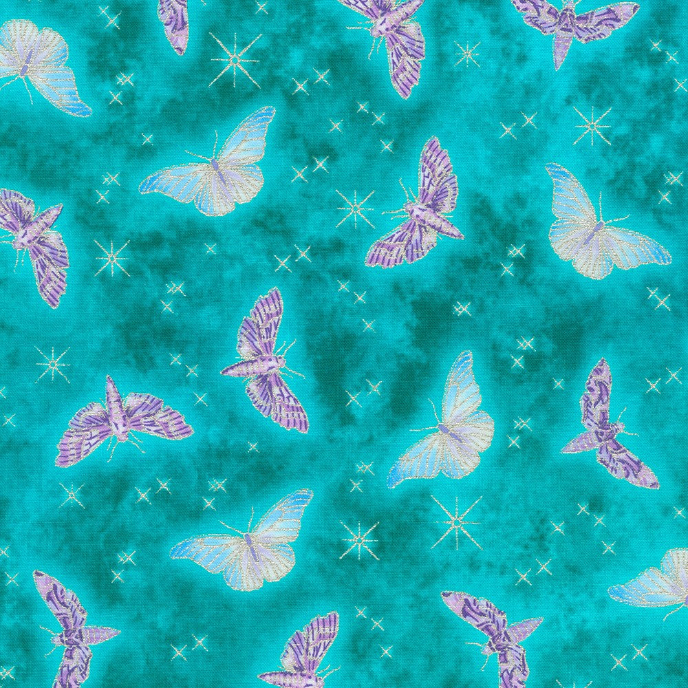 ROBERT KAUFMAN MYSTIC MOON BUTTERFLIES TEAL